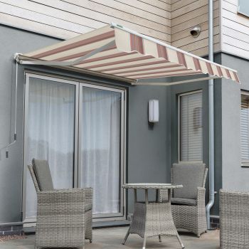 4.0m Half Cassette Electric Awning, Yellow Stripe Polyester